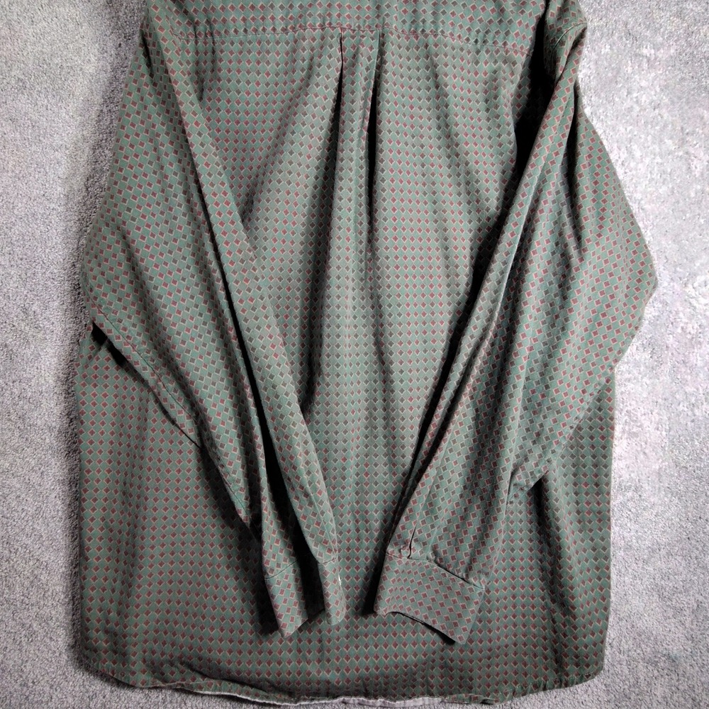 Cinch Button Down Shirt Diamond Print Western Short Sleeve Green Mens Size M - Picture 5 of 9